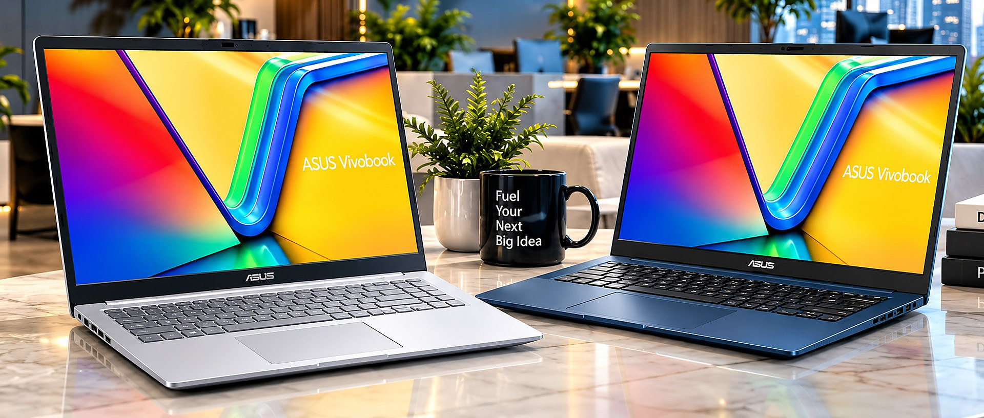 Two new laptops on a desk